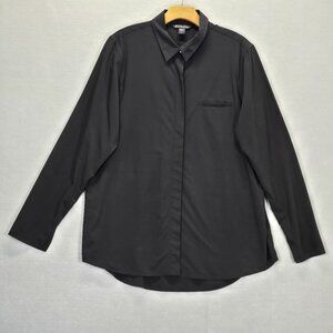 Athleta Urbanite Top 2.0 Black Button Up Modern Versatile Shirt Women’s Large